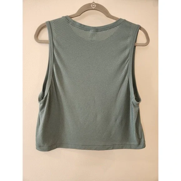 PINK Victoria's Secret Womens Athletic Top Size L Green‎ Crop Gym Workout Sporty - Picture 3 of 7
